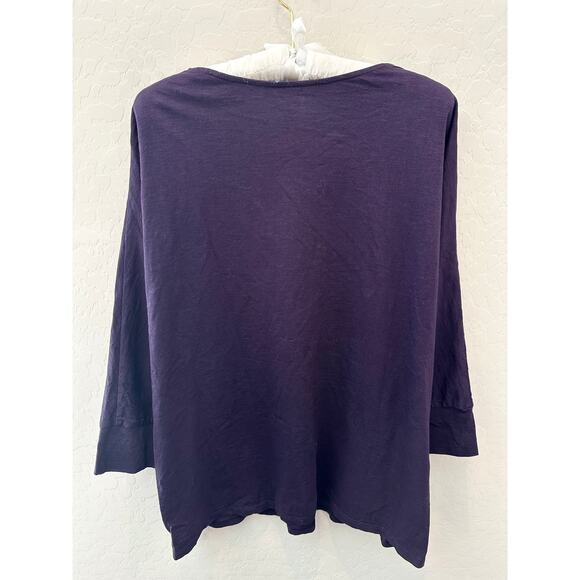 COLDWATER CREEK | Purple Beaded Embellished Dolman Sleeve Top 100% Cotton | XL - Picture 5 of 8